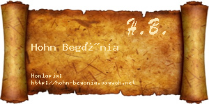 Hohn Begónia névjegykártya